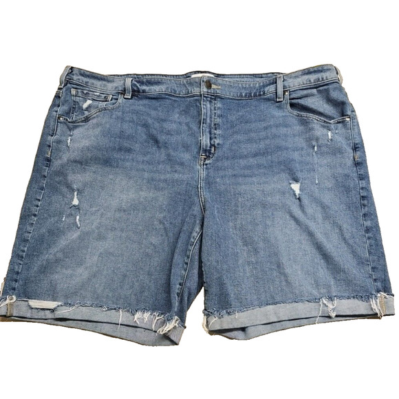 LANE BRYANT Shorts DENIM Sz 26 Cuffed Hem DISTRESSED Stretch Flex Essential - Picture 1 of 6